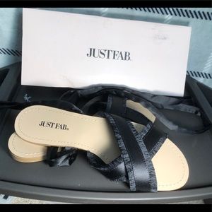 Black calf wrap sandals